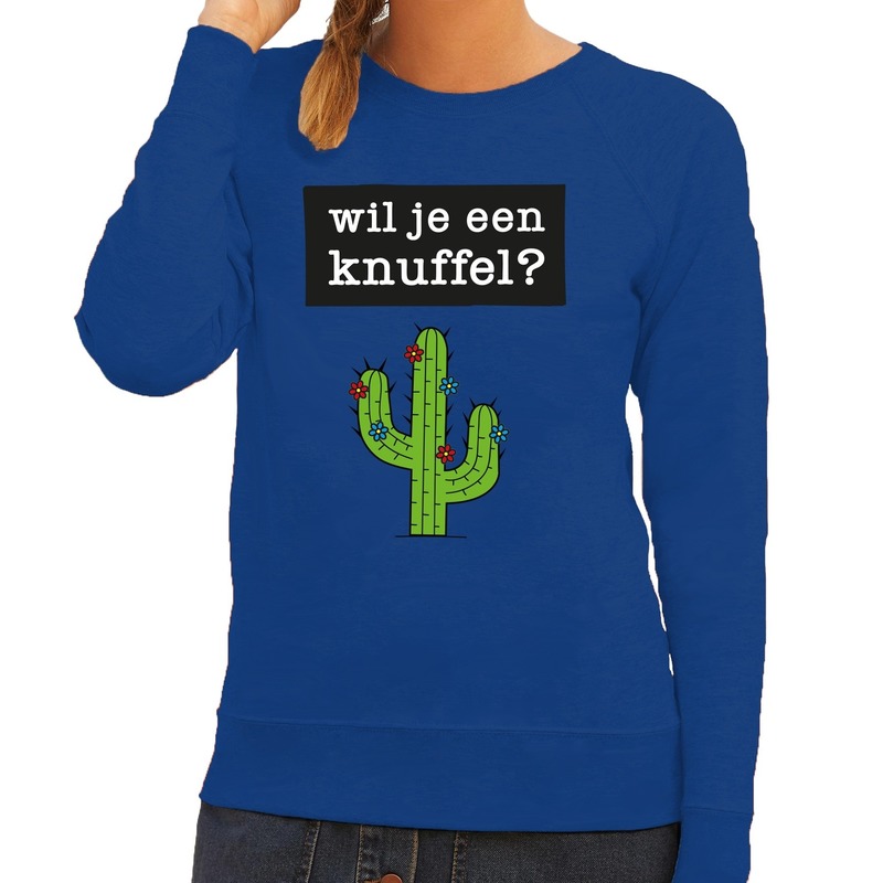 Wil je een Knuffel fun sweater blauw voor dames