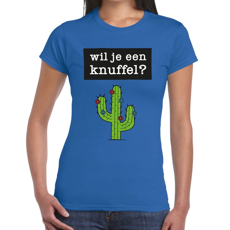 Wil je een Knuffel fun t-shirt blauw voor dames