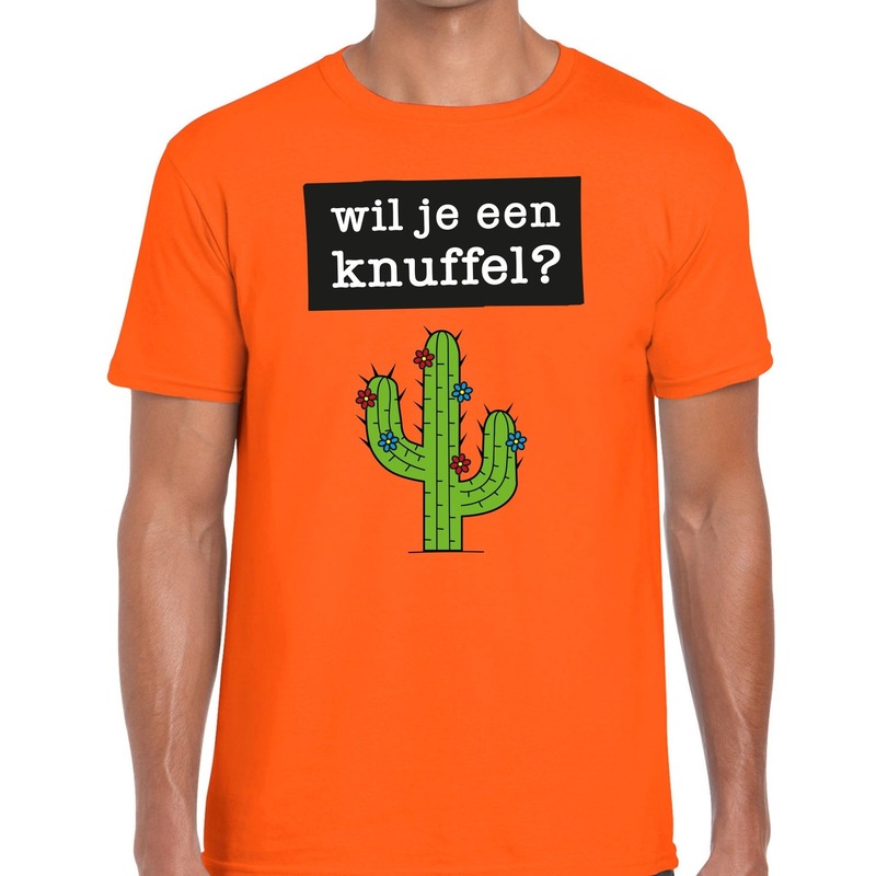 Wil je een Knuffel fun t-shirt oranje voor heren