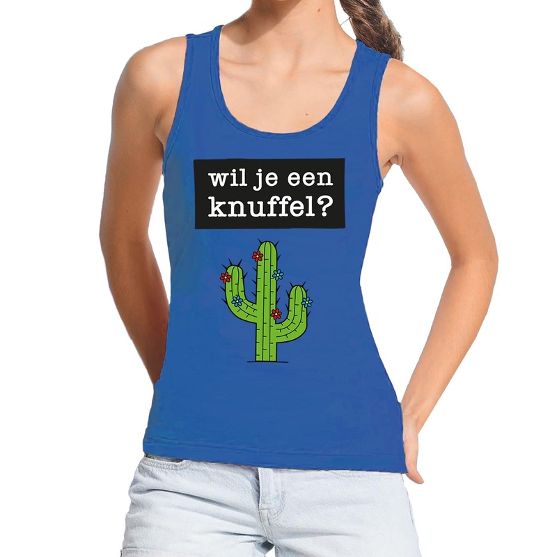 Wil je een Knuffel fun tanktop-mouwloos shirt blauw voor dames