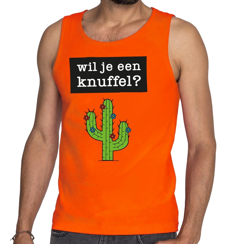 Wil je een Knuffel fun tanktop-mouwloos shirt oranje voor heren
