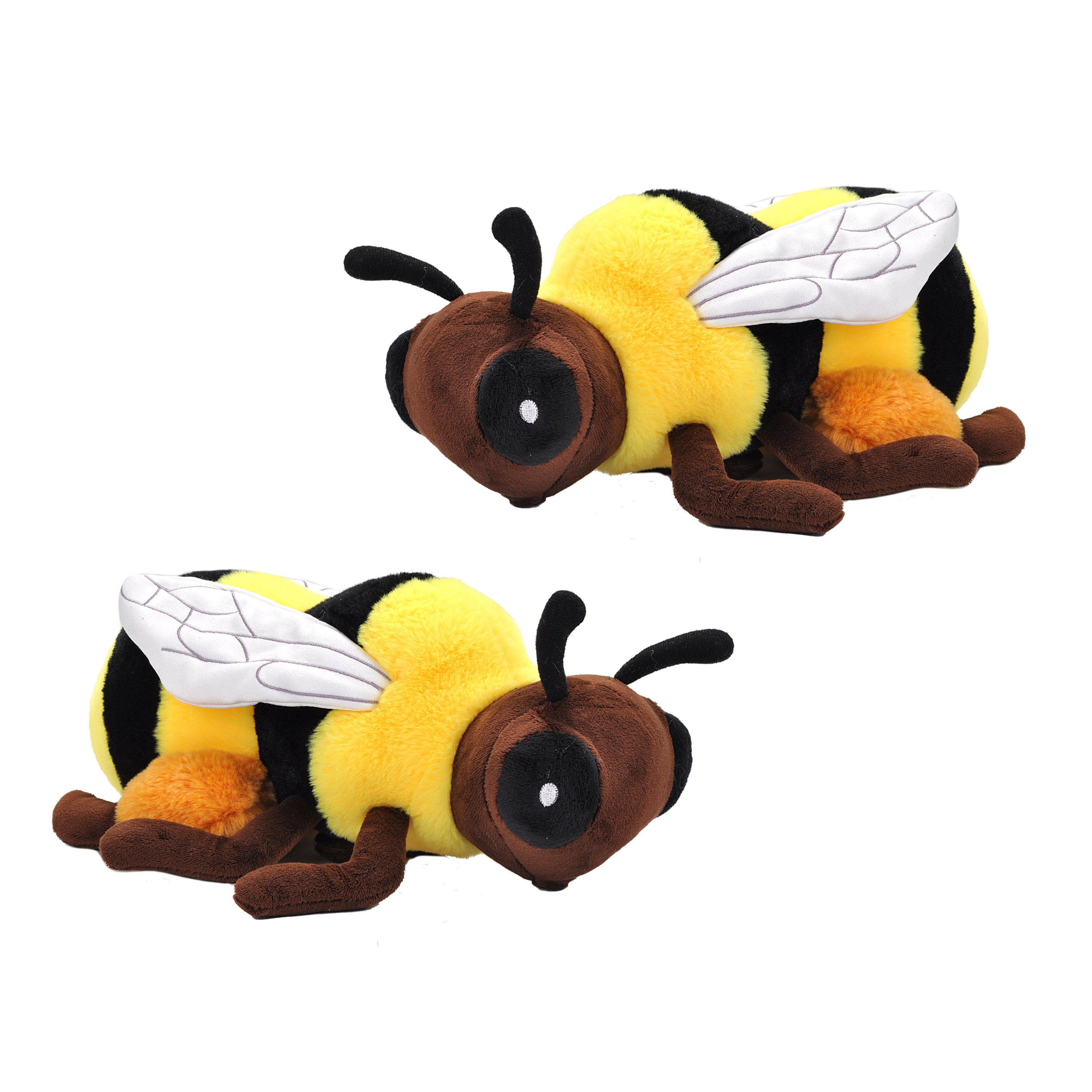 Wild Republic Pluche knuffel dier honingbij 2x zwart-geel 30 cm