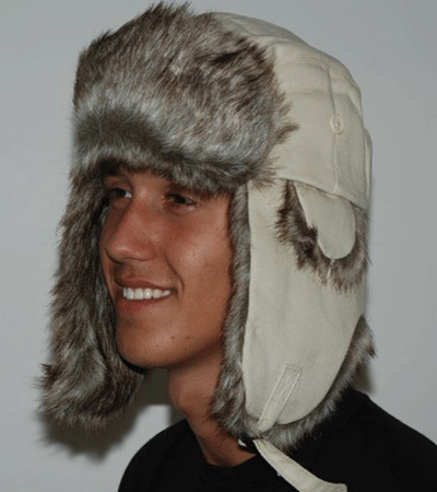 Canvas furcoated snow hats white