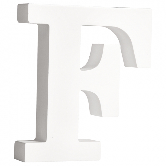 Witte houten letter F 11 cm