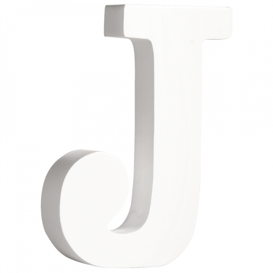 Witte houten letter J 11 cm