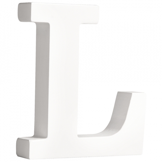 Witte houten letter L 11 cm