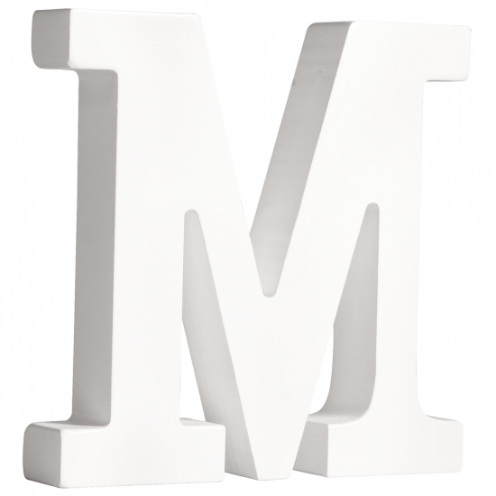 Witte houten letter M 11 cm