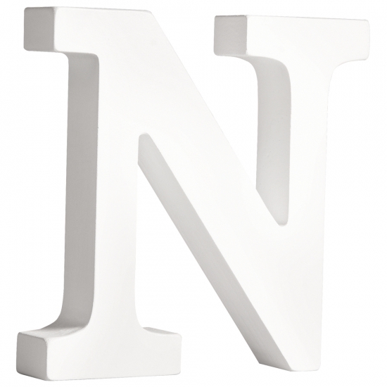 Witte houten letter N 11 cm