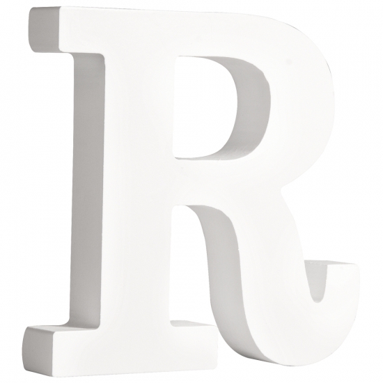 Witte houten letter R 11 cm