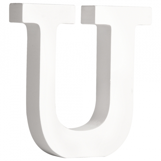 Witte houten letter U 11 cm