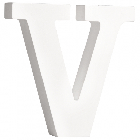 Witte houten letter V 11 cm