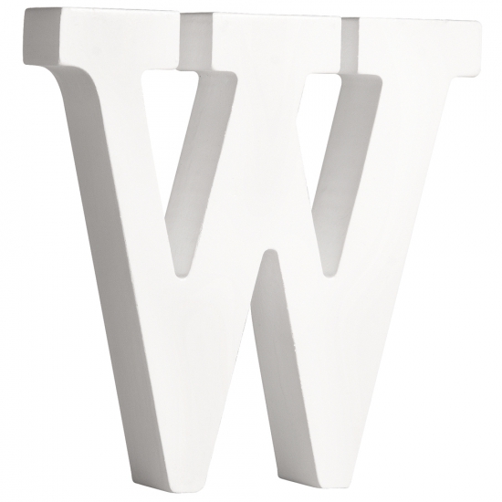 Witte houten letter W 11 cm