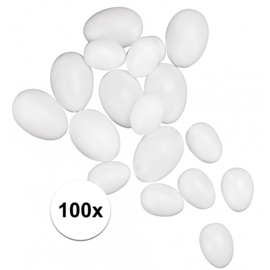 Witte plastic paaseieren 100 stuks