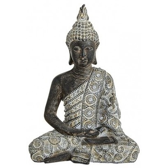 Woondecoratie Boeddha beeldje grijs-zwart 24 cm