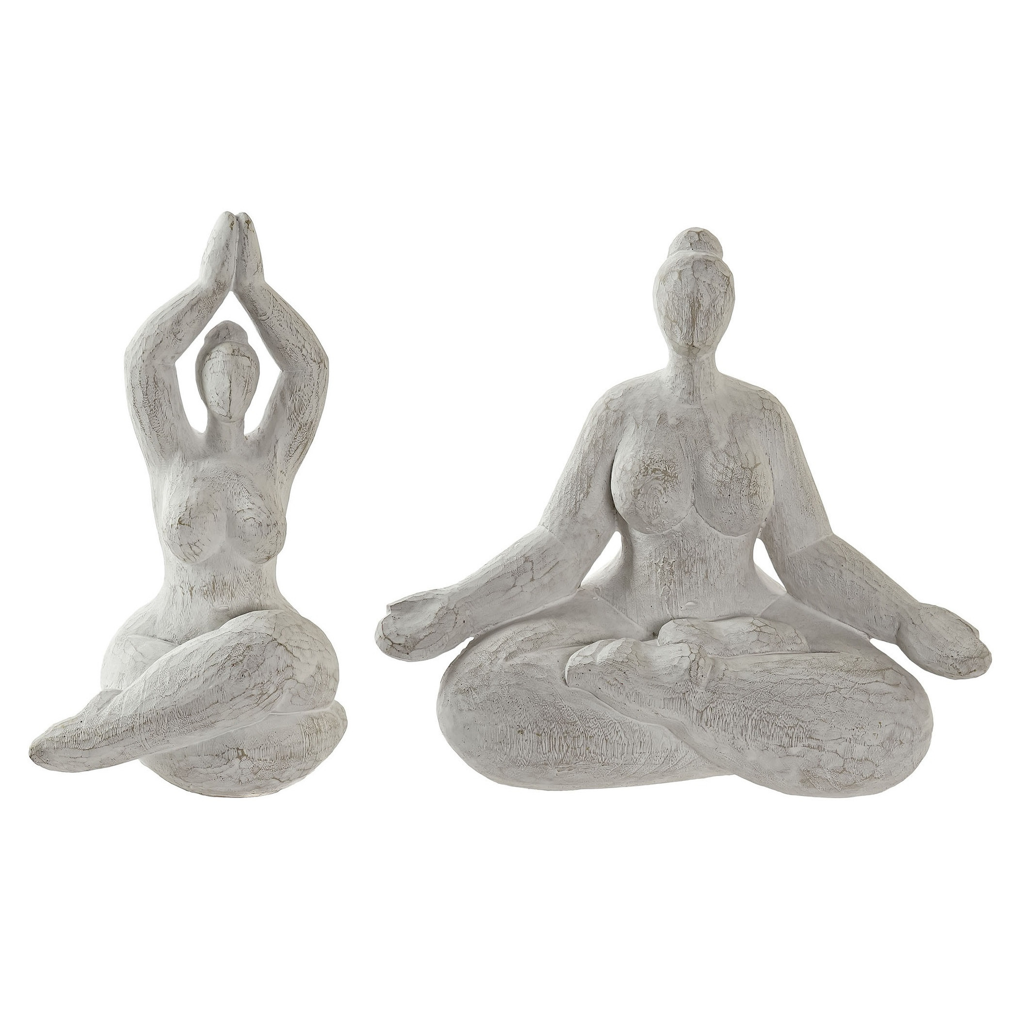 Woonkamer decoratie beeldjes set van 2 yoga dames polyresin