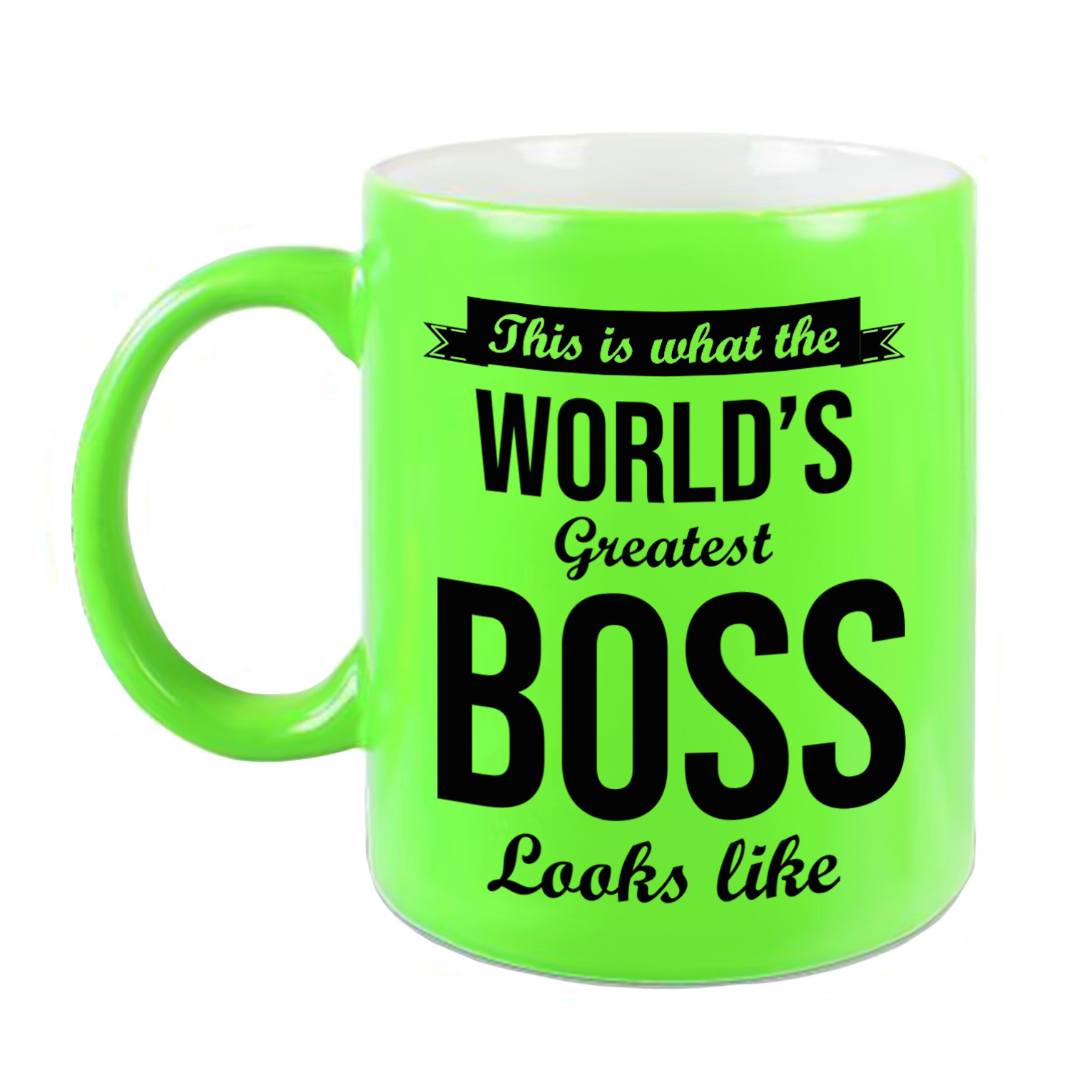 Worlds Greatest Boss cadeau mok-beker neon groen 330 ml