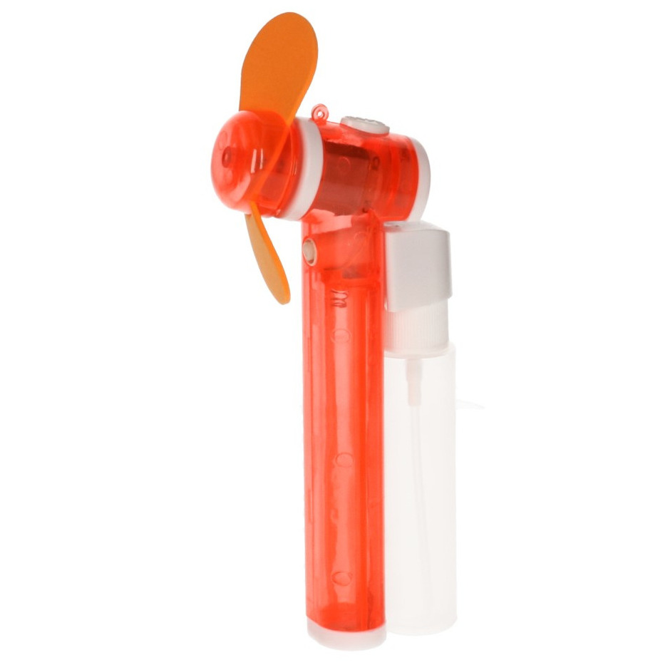 Zak ventilator oranje met water verstuiver 16 cm