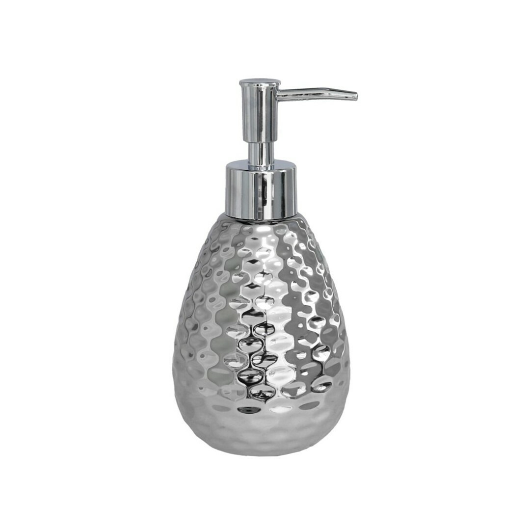 Zeeppompje-dispenser zilver glanzend metaal 8 x 17 cm