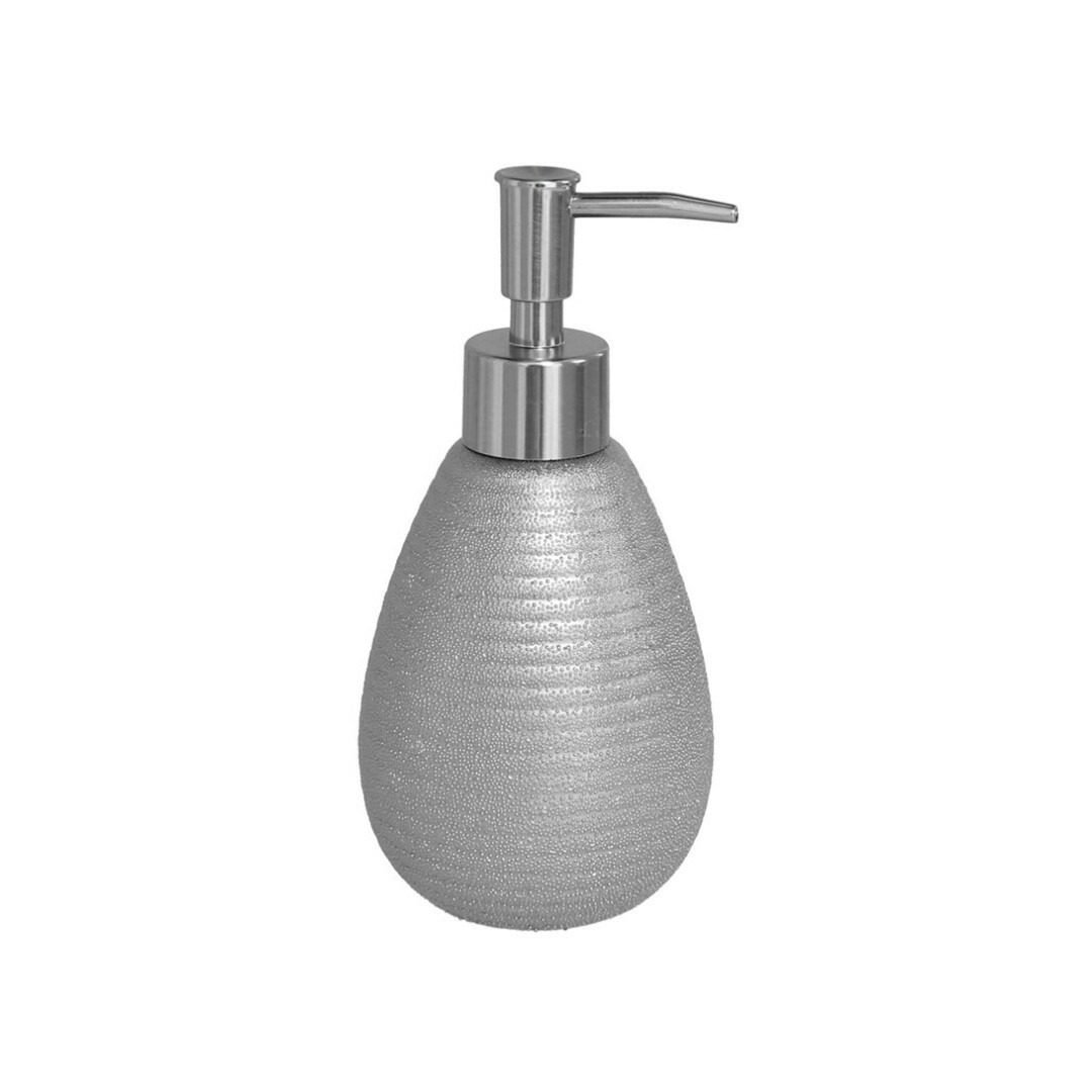 Zeeppompje-dispenser zilver glanzend polystone 8 x 17 cm