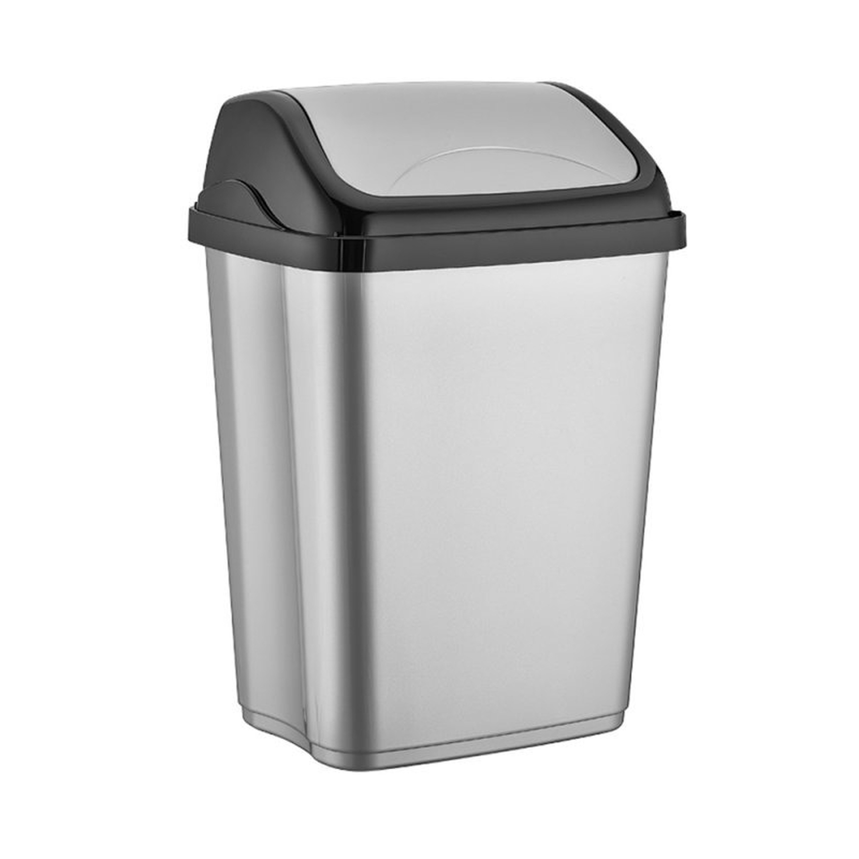 Zilver-zwarte kunststof vuilnisbak 26 liter voor op kantoor