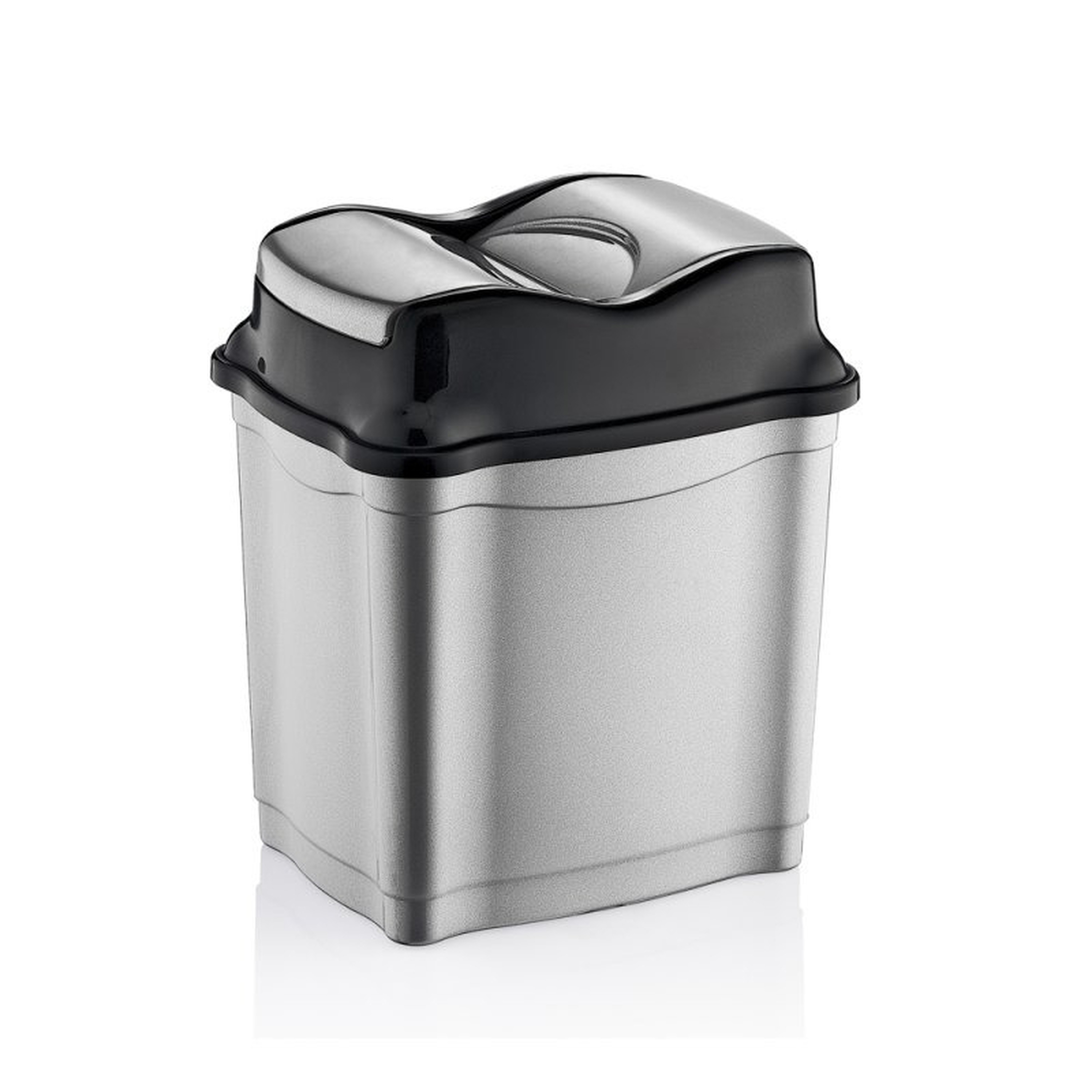 Zilver-zwarte kunststof vuilnisbak 50 liter voor op kantoor