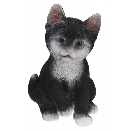 Zittende katten beeldje zwart 19 cm