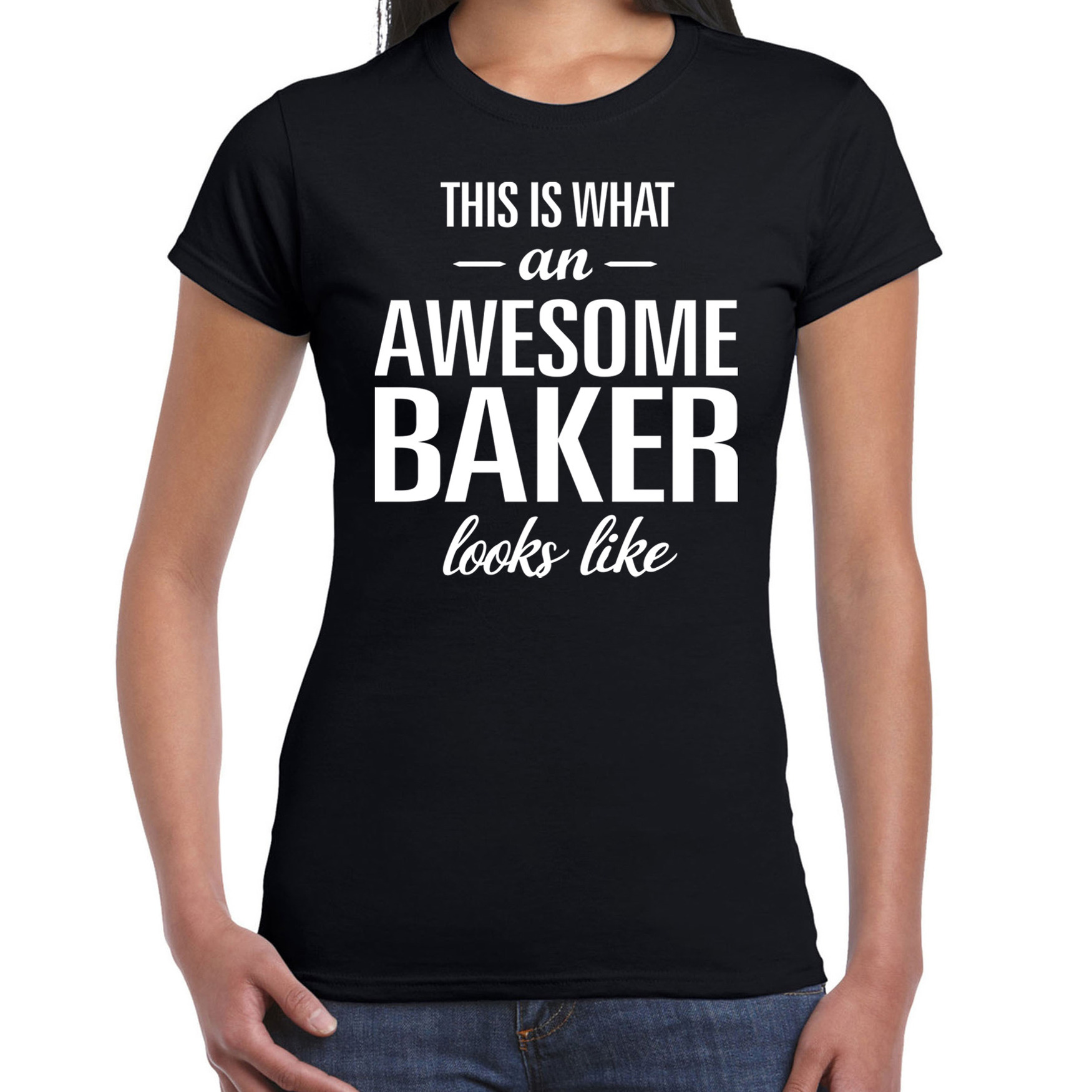 Zwart cadeau t-shirt Awesome Baker-geweldige bakker voor dames