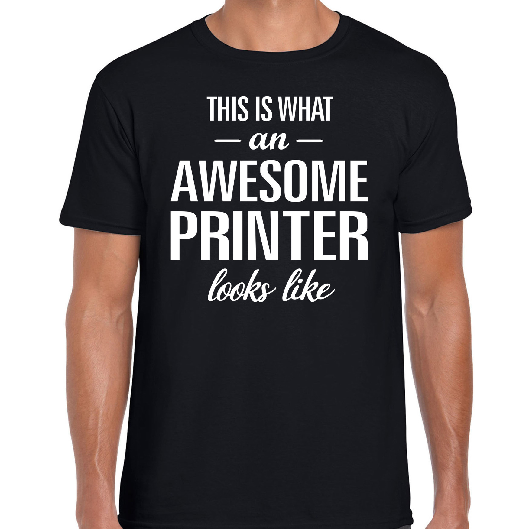 Zwart cadeau t-shirt Awesome-geweldige printer-drukker voor heren