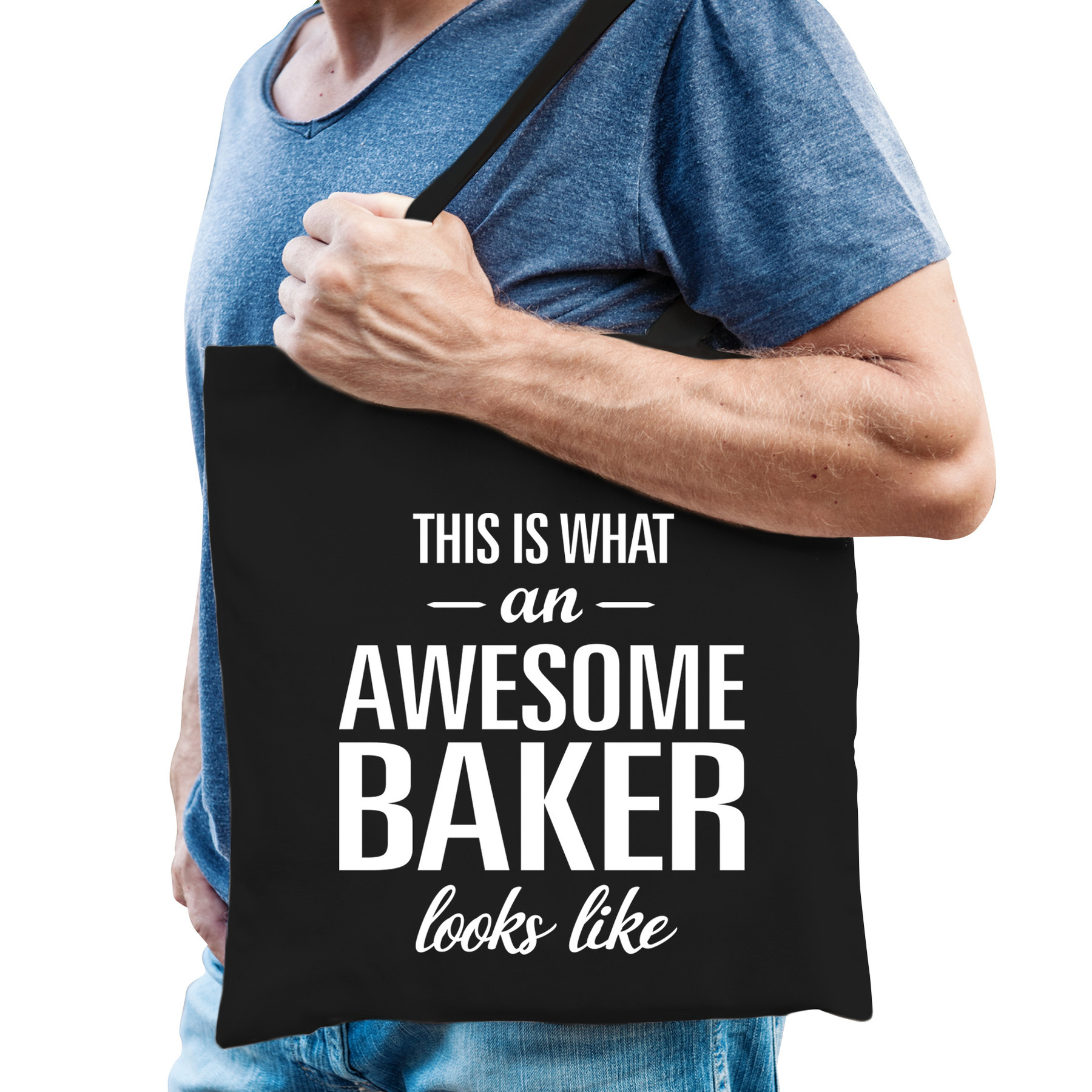 Zwart cadeau tas awesome baker-geweldige bakker voor dames en heren