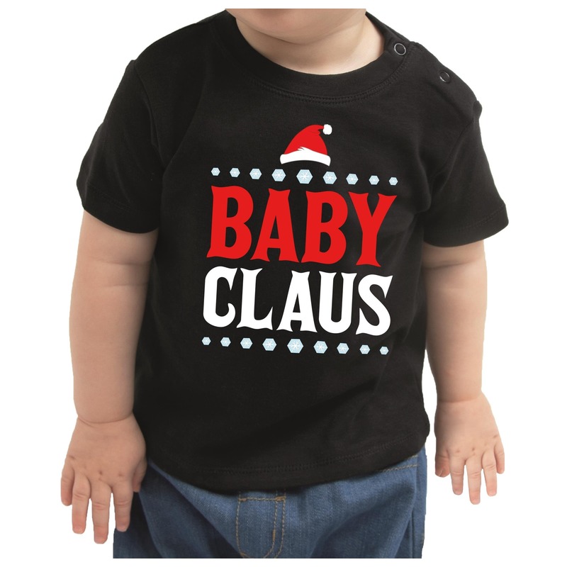 Zwart kerst shirt-kleding Baby Claus voor baby-kinderen