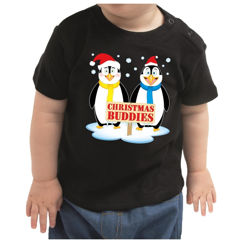 Zwart kerst shirt-kleding Christmas buddies voor peuters-kinderen