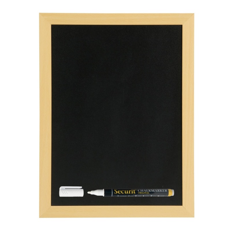 Zwart krijtbord-schoolbord met 1 stift 30 x 40 cm
