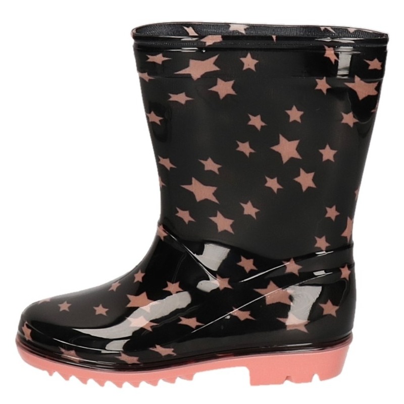 Zwart met roze sterretjes peuter regenlaarzen voor jongens-meisjes-kinderen