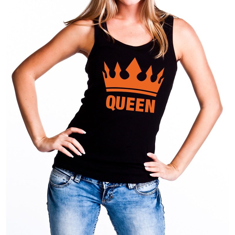 Zwart Queen met oranje kroon tanktop-mouwloos shirt dames