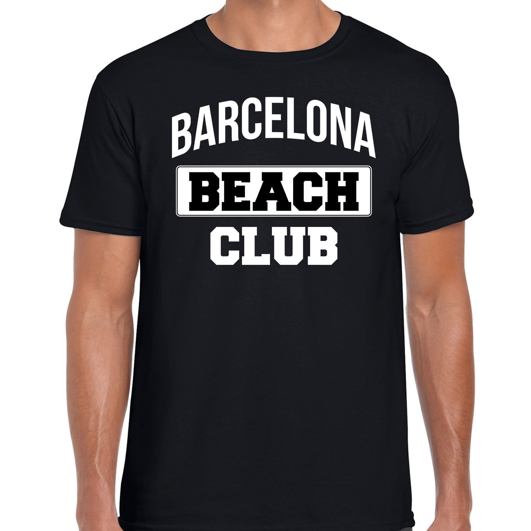 Zwart t-shirt Barcelona beach club voor heren