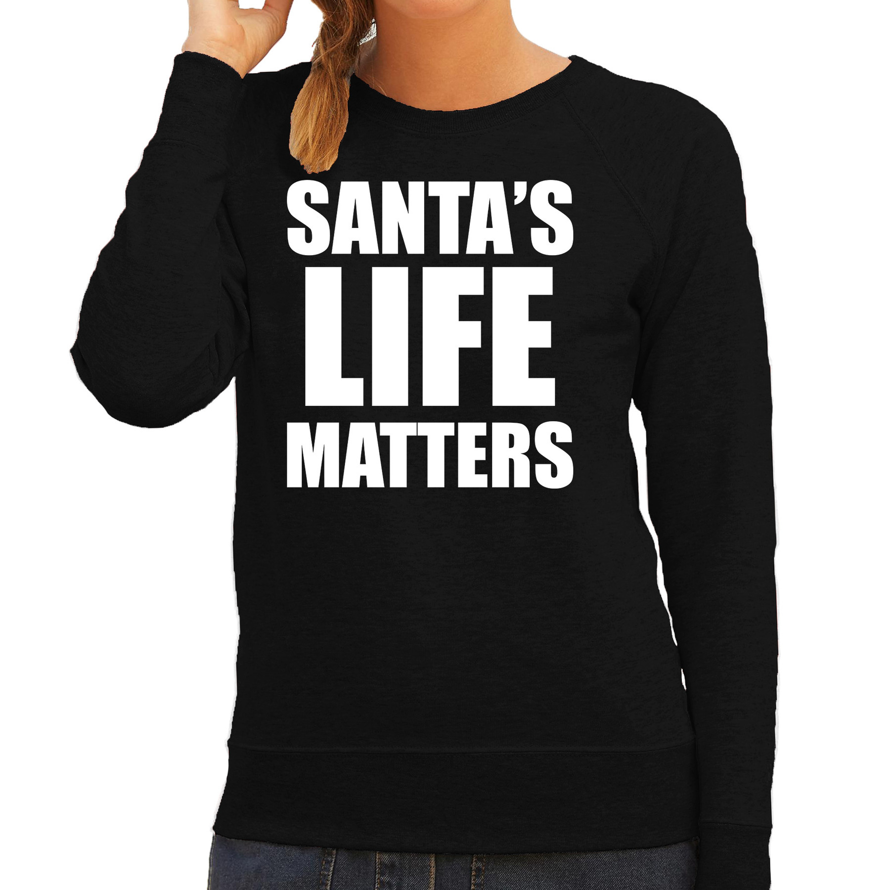 Zwarte foute Kersttrui- Kerstkleding Santas life matters voor dames