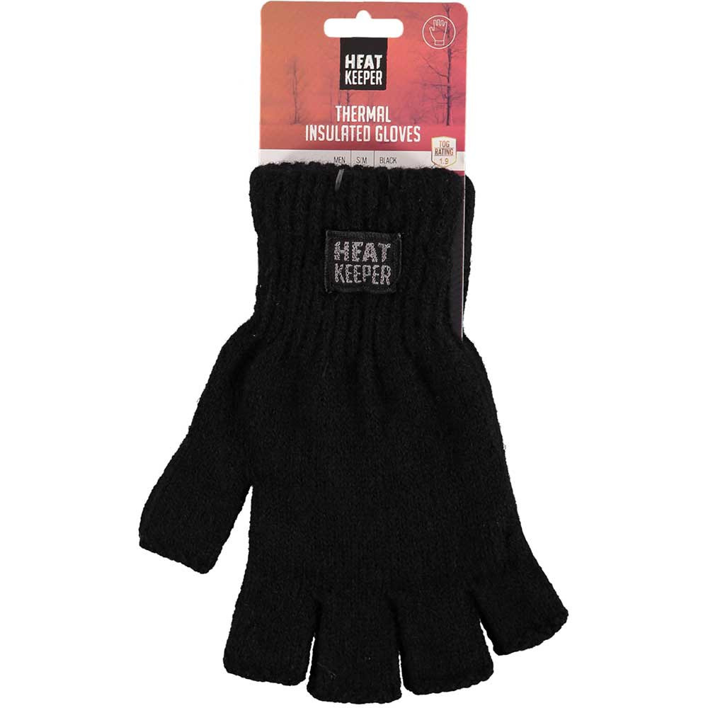 Zwarte handschoenen vingerloos met thermo voering voor heren