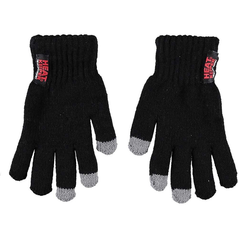 Zwarte kinder thermo handschoenen met touch tip