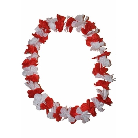 12 Hawaii garlands with red and white flowers
