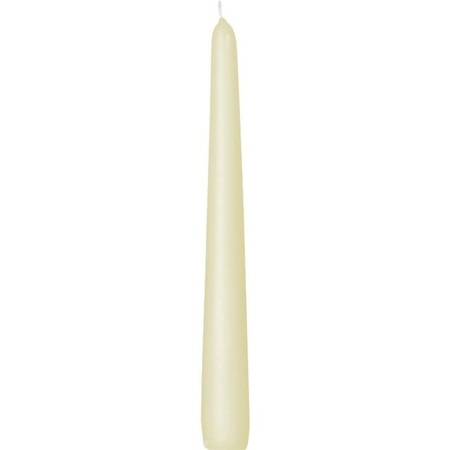12x Lange kaarsen ivoorwit 25 cm 8 branduren dinerkaarsen/tafelkaarsen