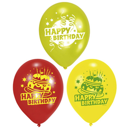 12x stuks verjaardag feest ballonnen Happy Birthday print