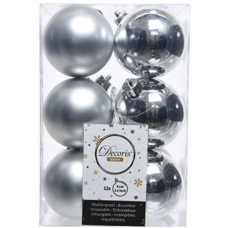 Kerstversiering kunststof kerstballen zilver 6-8-10 cm pakket van 50x stuks
