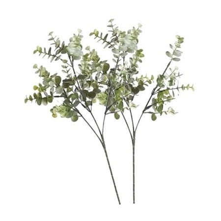 2 x Kunstbloemen tak groen/grijs eucalyptus  65 cm