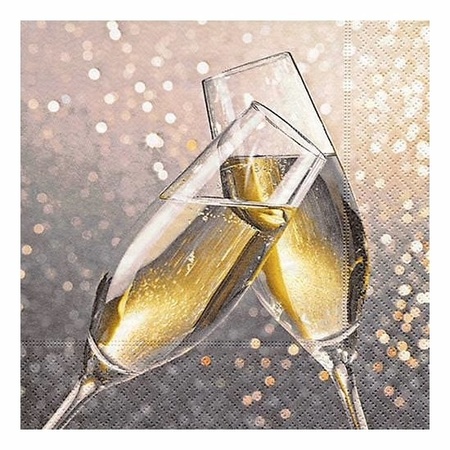 Kerst servettenhouder inclusief 20 champagne glazen servetten