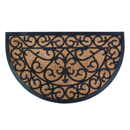 2x Rubber/coconut doormats half roundclassic relif 75 x 45 cm