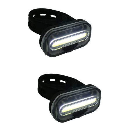 2x Fietsverlichting batterijvoorlichten / fietskoplampen met 1 heldere COB LED frame / stuur bevestiging