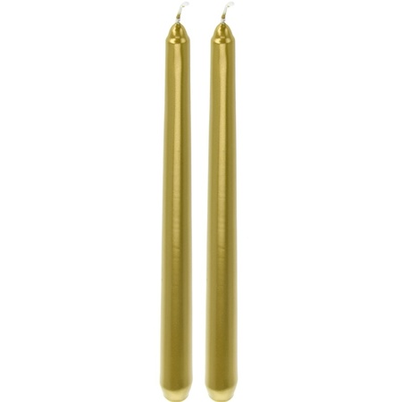 2x Lange kaarsen goud 25 cm