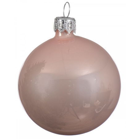 2x Large glass christmas baubles light pink 15 cm