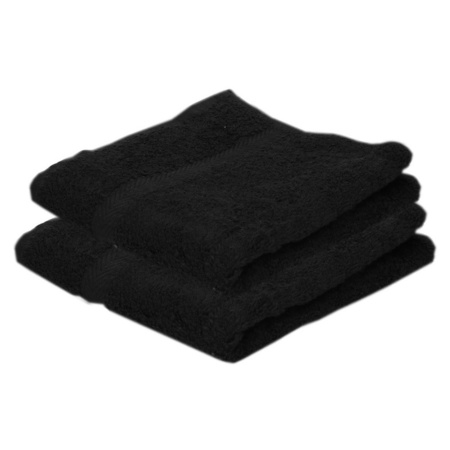 2x Badkamer/douche handdoeken zwart 50 x 90 cm