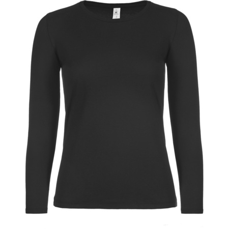 2x stuks basic t-shirt met lange mouwen zwart voor dames, maat: M